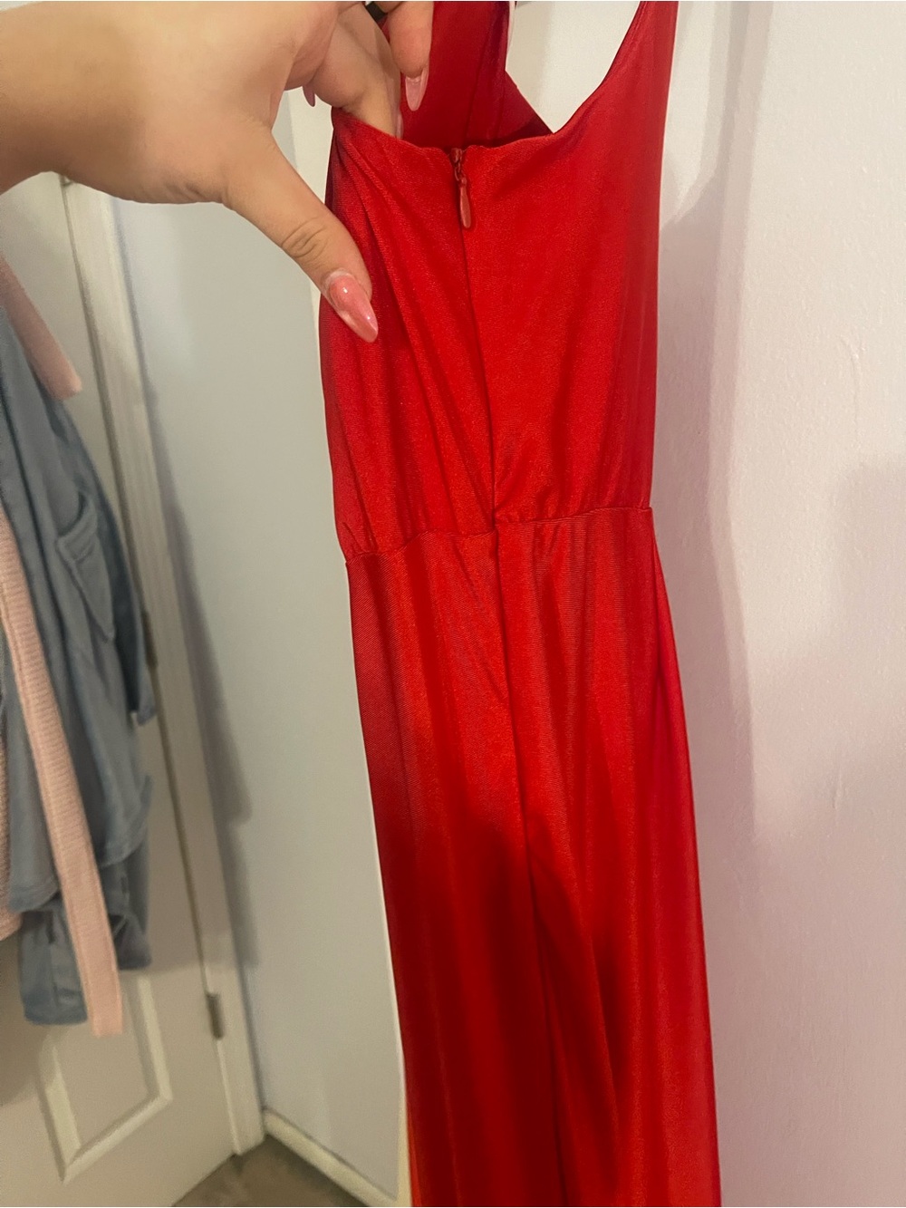 SHEIN Red Square-Neck Maxi Evening Dress - Picture 3 of 6